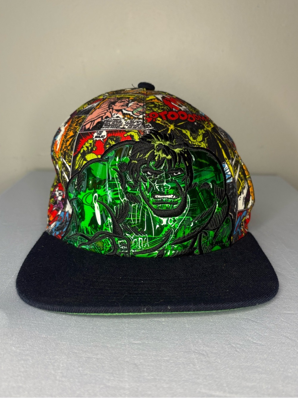 Marvel Hulk Comic-Panel Snapback Hat with Black Brim